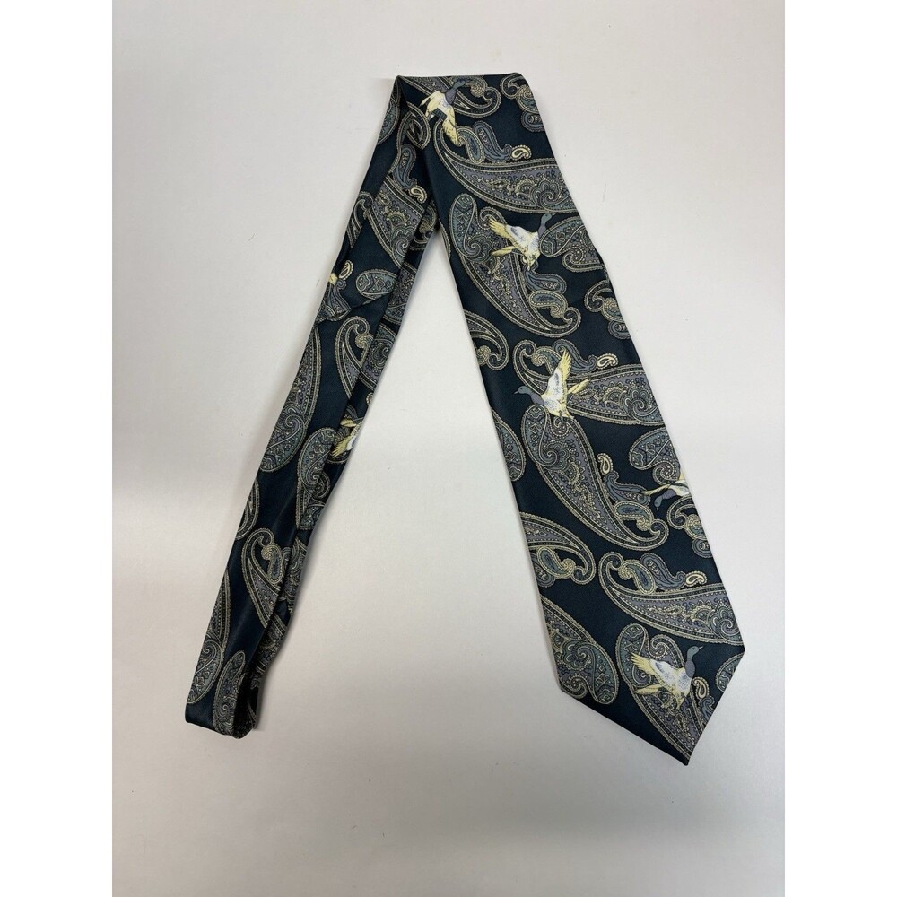 Mercedes high fashion handmade silk blue Tie Paisley And Ducks